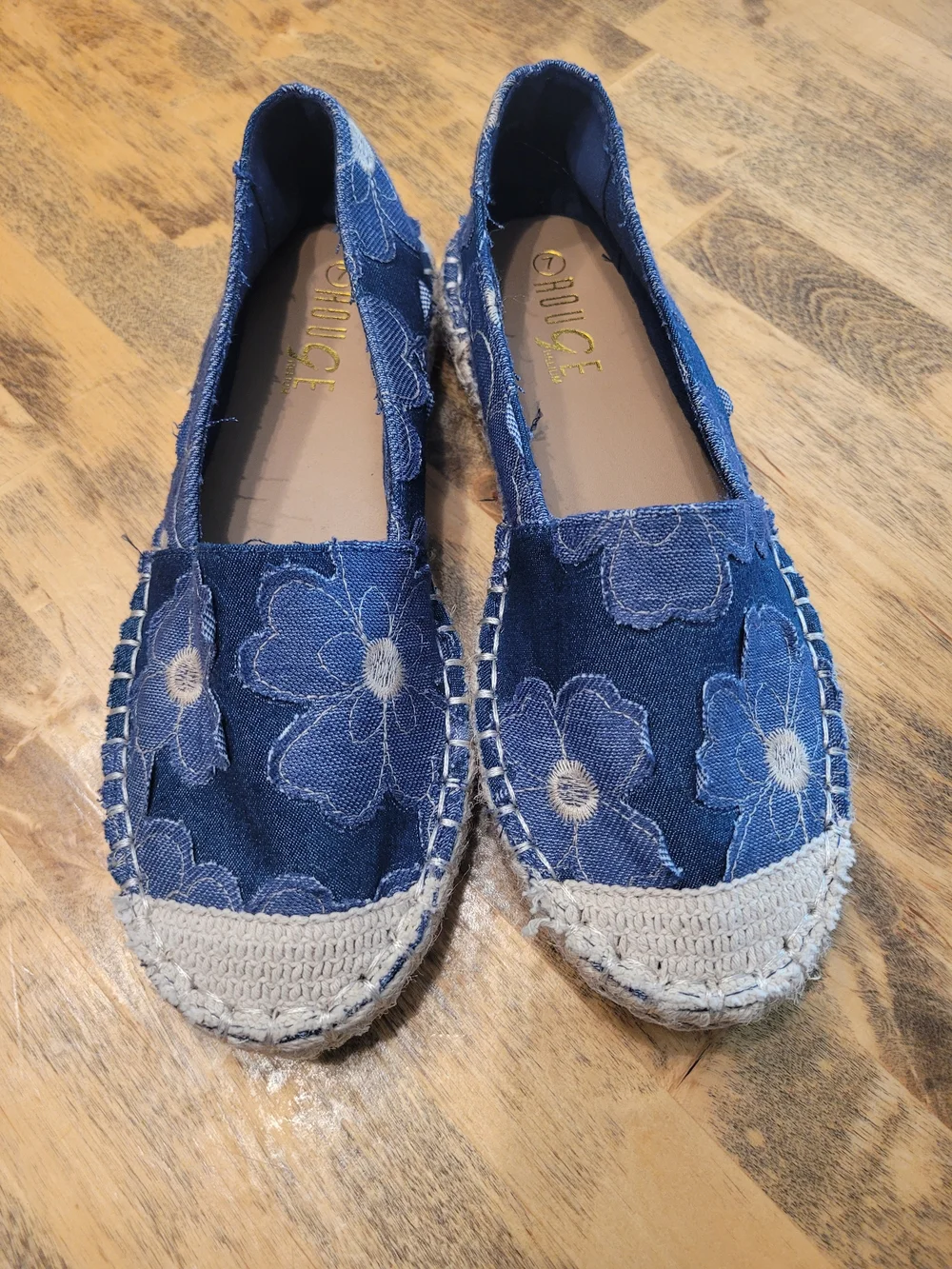 Rouge! Blue Floral Espadrille Slip-Ons